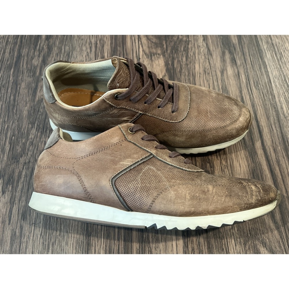 Bosi Leather Sneakers Lace Up Leather Color Distressed Tan Size 40EU
